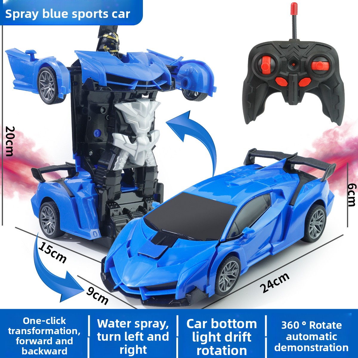 Remote Control Transforming Toy Car with LED Lights
