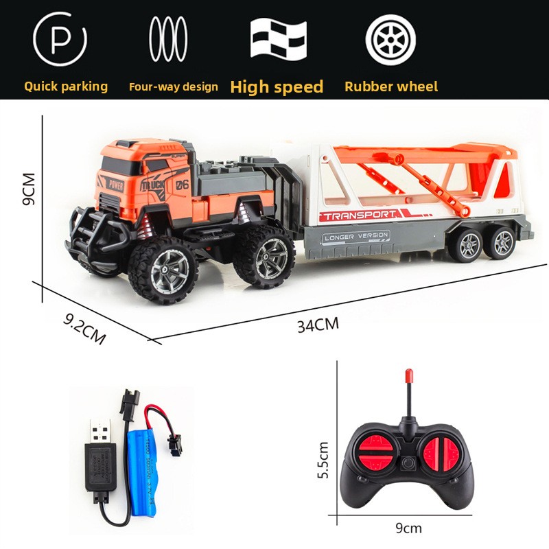 Children's remote-controlled semi-trailer toy car