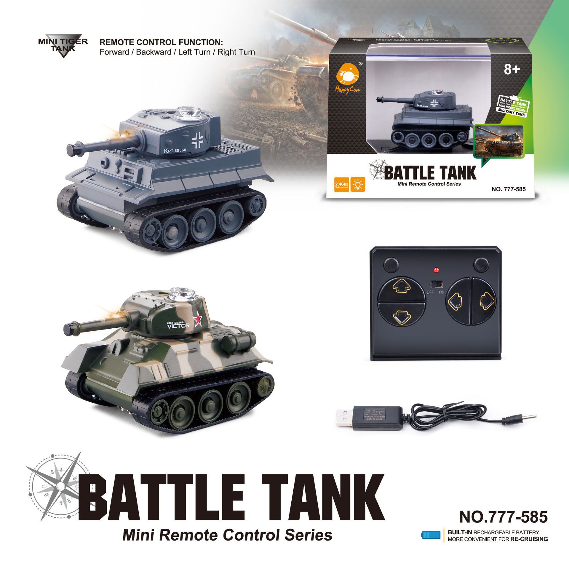 Miniature remote-controlled tank