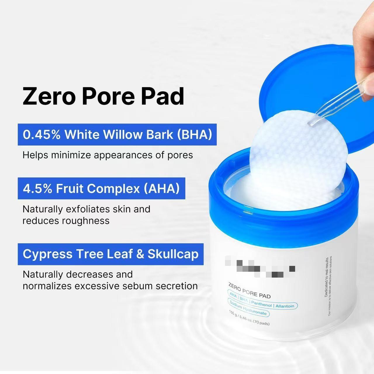 Pore-refining and blackhead-reducing cleansing pad