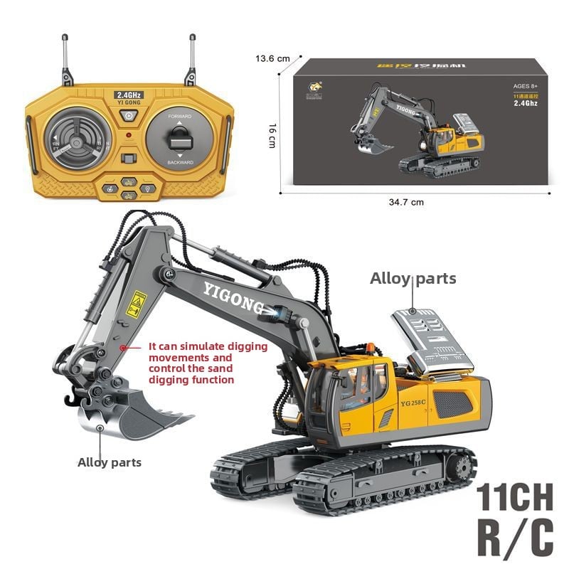 Remote Control Construction Vehicle Toy – Alloy Excavator, Bulldozer & Dump Truck for Kids